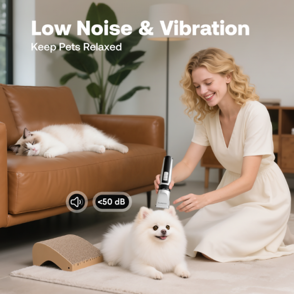 HEAPETS Dog Hair Clippers for Grooming Kit and Dog Paw Trimmer Nail Grinder for Grooming, Low Noise Rechargeable Cordless, Shaver Grooming Supplies for Pet Cats Dogs (White, White)