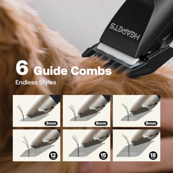 Dog Grooming Clippers, Low Noise, Electric Quiet, Rechargeable, Cordless, Adjustable Clipper Comb, Detachable Blades, Suitable for Dogs, Cats, and Other Pets, Black