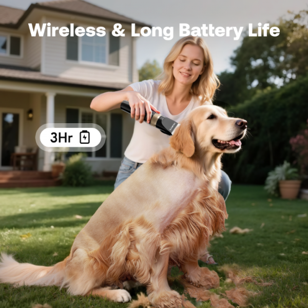 Dog Grooming Clippers, Low Noise, Electric Quiet, Rechargeable, Cordless, Adjustable Clipper Comb, Detachable Blades, Suitable for Dogs, Cats, and Other Pets, Black